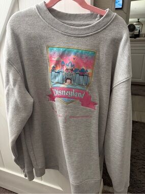 Disney Disneyland Gray Sweatshirt with Pastel Castle Graphic